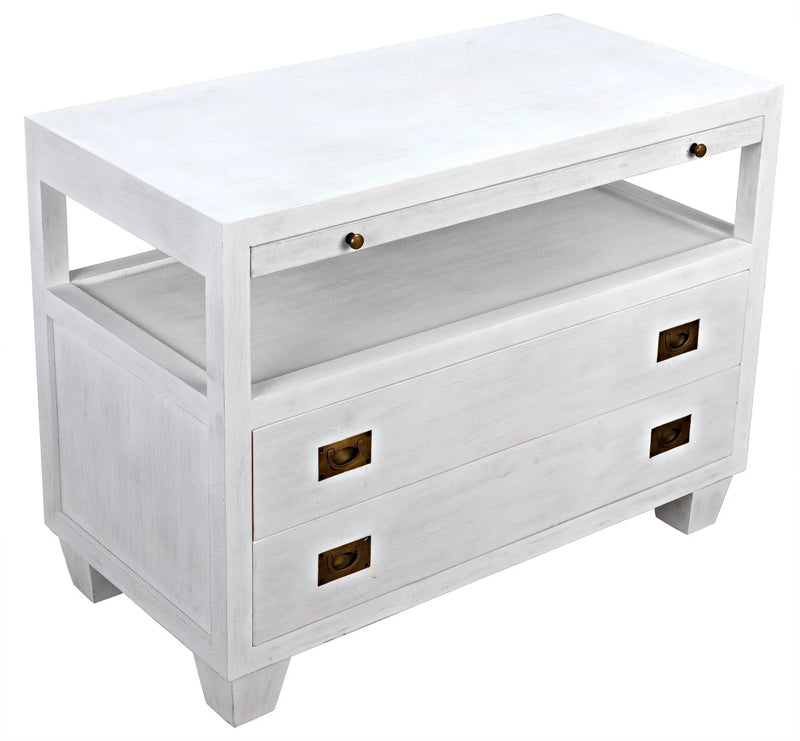 media image for 2 drawer side table w sliding tray in white wash design by noir 3 236