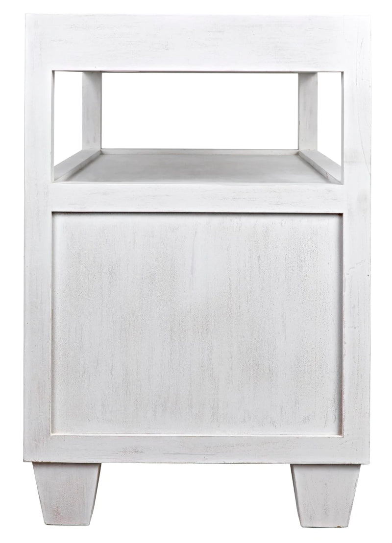 media image for 2 drawer side table w sliding tray in white wash design by noir 4 233