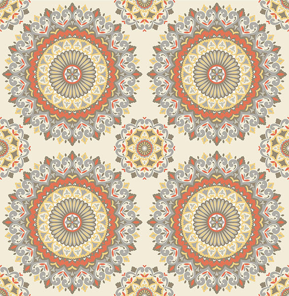media image for Gemma Coral Boho Medallion Wallpaper from the Kismet Collection by Brewster Home Fashions 269