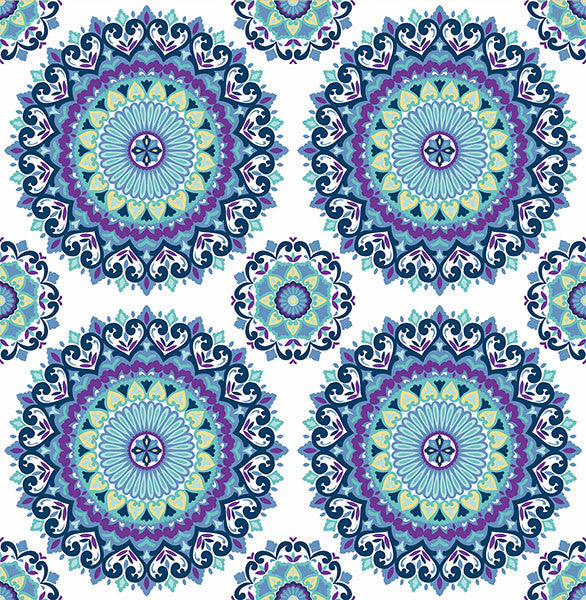 media image for Gemma Indigo Boho Medallion Wallpaper from the Kismet Collection by Brewster Home Fashions 266