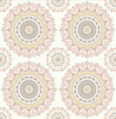 product image of sample gemma light pink boho medallion wallpaper from the kismet collection by brewster home fashions 1 535