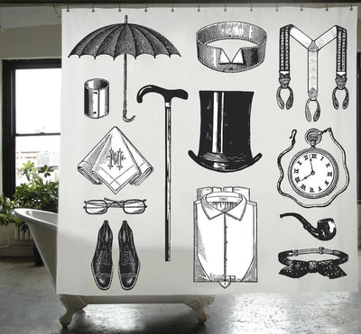 product image of gentleman canvas shower curtain design by izola 1 526