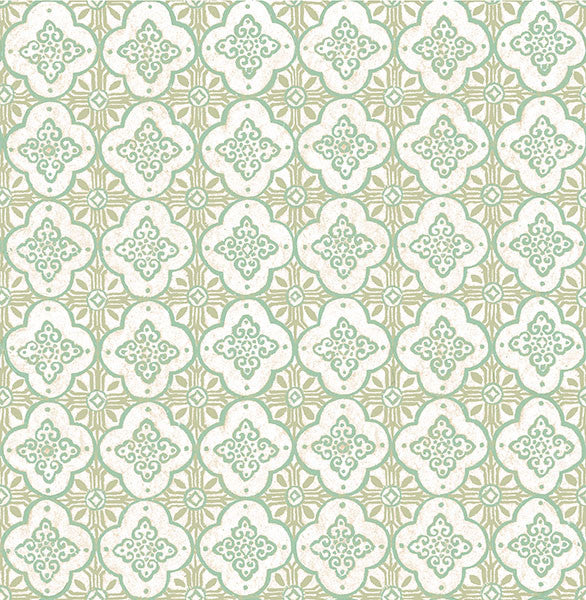media image for Geo Green Quatrefoil Wallpaper from the Kismet Collection by Brewster Home Fashions 256