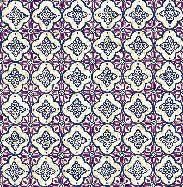 media image for Geo Violet Quatrefoil Wallpaper from the Kismet Collection by Brewster Home Fashions 213