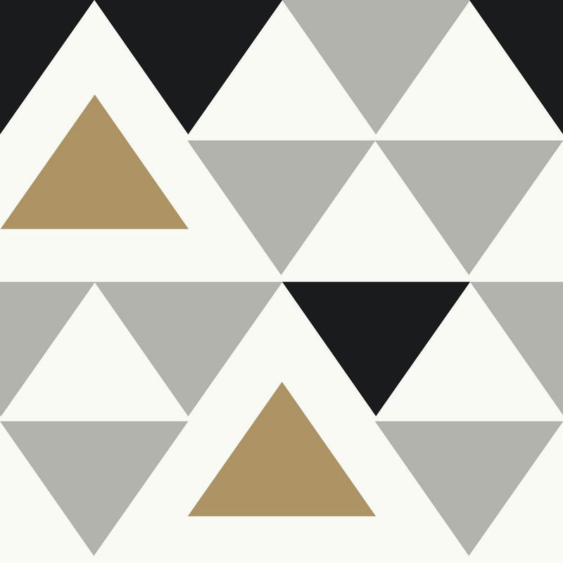 media image for Geometric Triangle Peel & Stick Wallpaper in Grey, Black, and Gold by RoomMates for York Wallcoverings 278