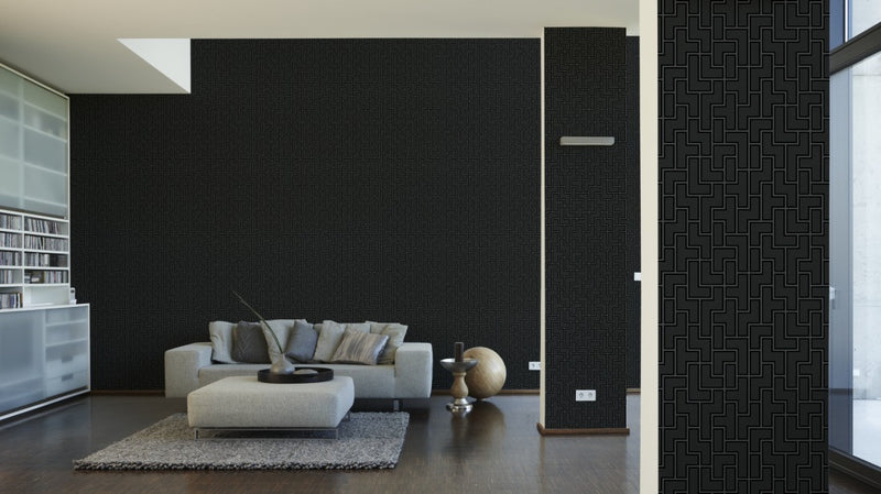 media image for Geometric Wallpaper in Black and Metallic design by BD Wall 274