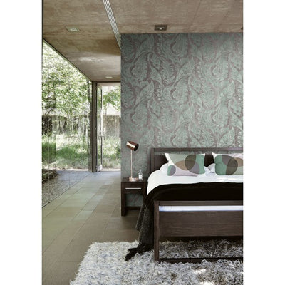 product image of Glisten Wallpaper in Silver and Teal by Seabrook Wallcoverings 516