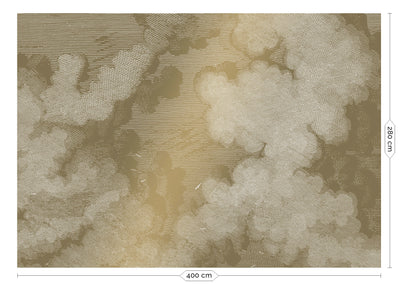 product image for Gold Metallic Wall Mural in Engraved Clouds by Kek Amsterdam 12