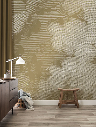 product image for Gold Metallic Wall Mural in Engraved Clouds by Kek Amsterdam 7