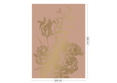 product image for Gold Metallic Wall Mural in Engraved Flowers Nude by Kek Amsterdam 34