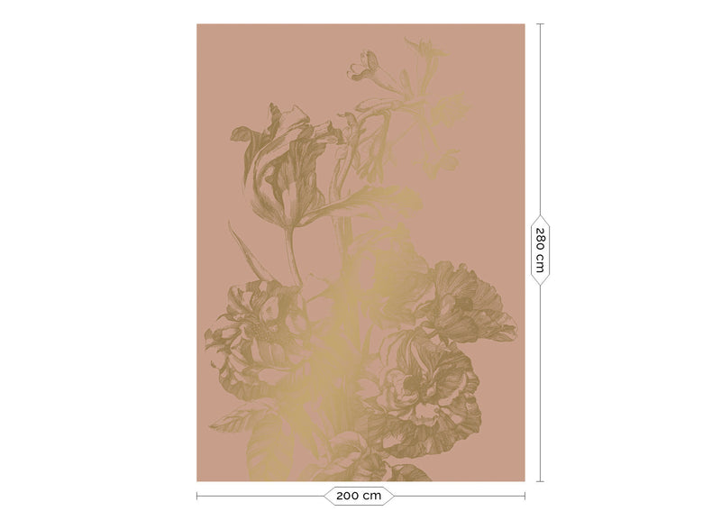 media image for Gold Metallic Wall Mural in Engraved Flowers Nude by Kek Amsterdam 242