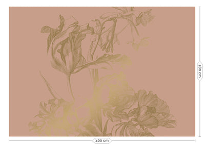 product image for Gold Metallic Wall Mural in Engraved Flowers Nude by Kek Amsterdam 87