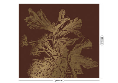 product image for Gold Metallic Wall Mural in Engraved Flowers Rust by Kek Amsterdam 88