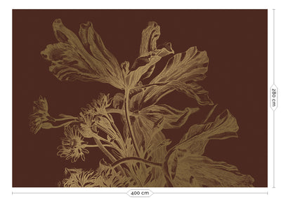 product image for Gold Metallic Wall Mural in Engraved Flowers Rust by Kek Amsterdam 64