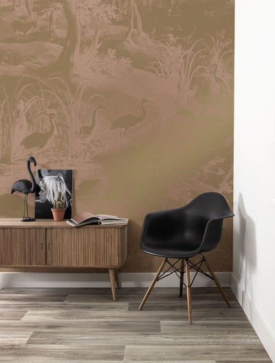 product image for Gold Metallic Wall Mural in Engraved Landscapes Nude by Kek Amsterdam 7
