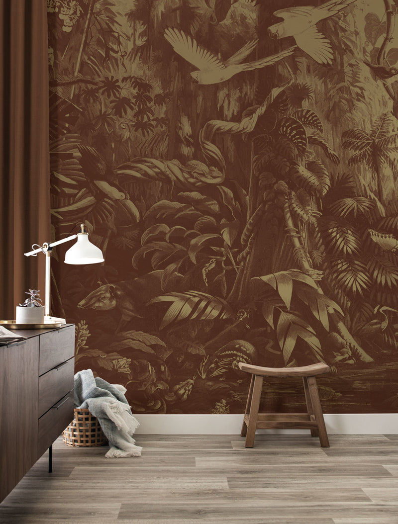 media image for Gold Metallic Wall Mural in Tropical Landscapes Rust by Kek Amsterdam 261
