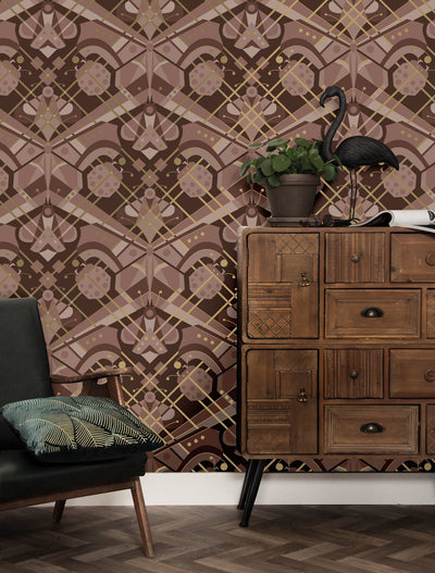 product image for Gold Metallic Wallpaper Art Deco Animaux in Butterfly Taupe by Kek Amsterdam 2