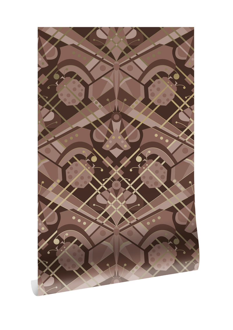 media image for Gold Metallic Wallpaper Art Deco Animaux in Butterfly Taupe by Kek Amsterdam 233