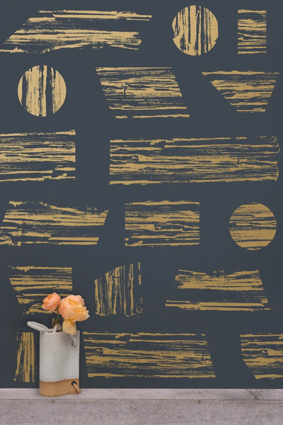 product image for Goldendale Wallpaper in Gold on Charcoal by Thatcher Studio 18