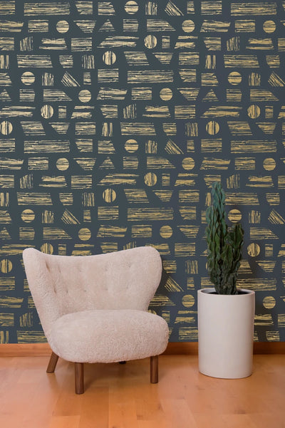 product image for Goldendale Wallpaper in Gold on Charcoal by Thatcher Studio 71