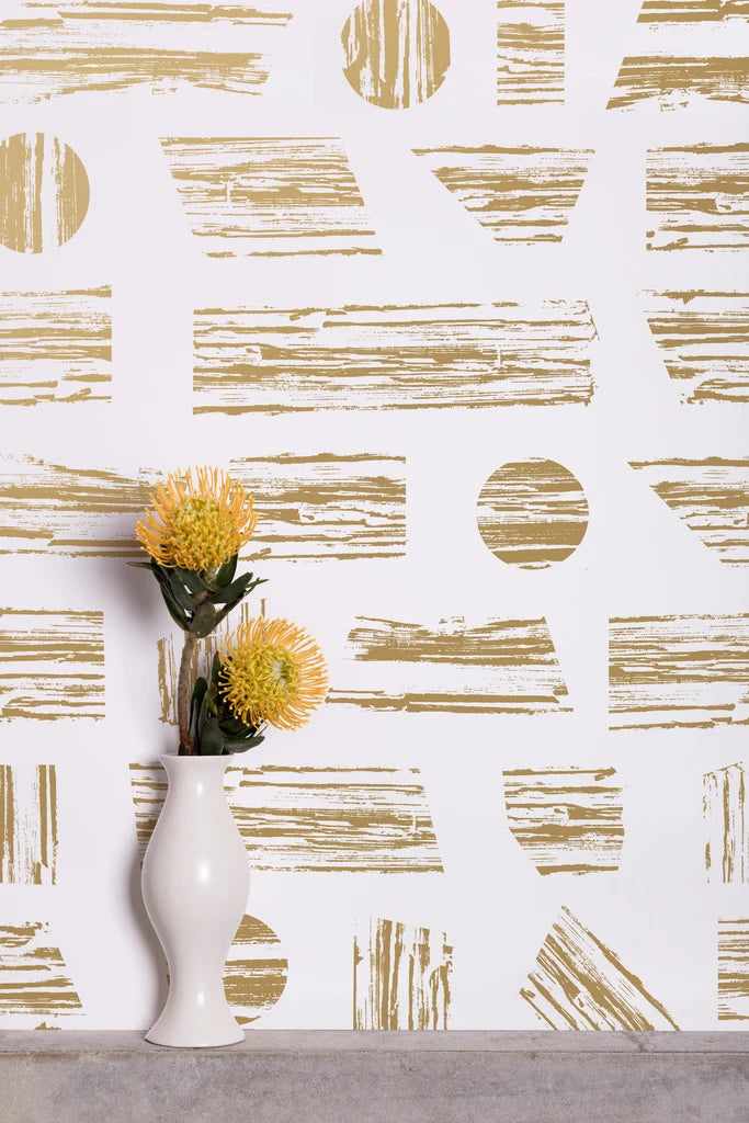 media image for Goldendale Wallpaper in Gold on White by Thatcher Studio 231
