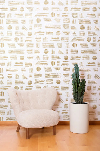 product image for Goldendale Wallpaper in Gold on White by Thatcher Studio 12