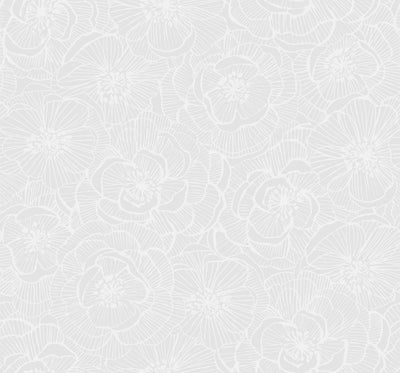 product image of Graphic Floral Wallpaper in Metallic Pearl from the Casa Blanca II Collection by Seabrook Wallcoverings 584