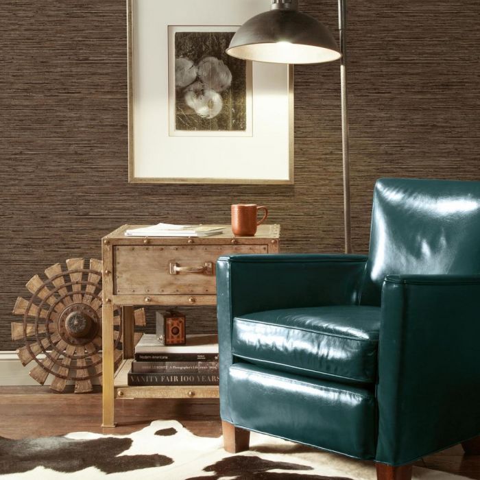 media image for Grasscloth Peel & Stick Wallpaper in Brown by RoomMates for York Wallcoverings 223
