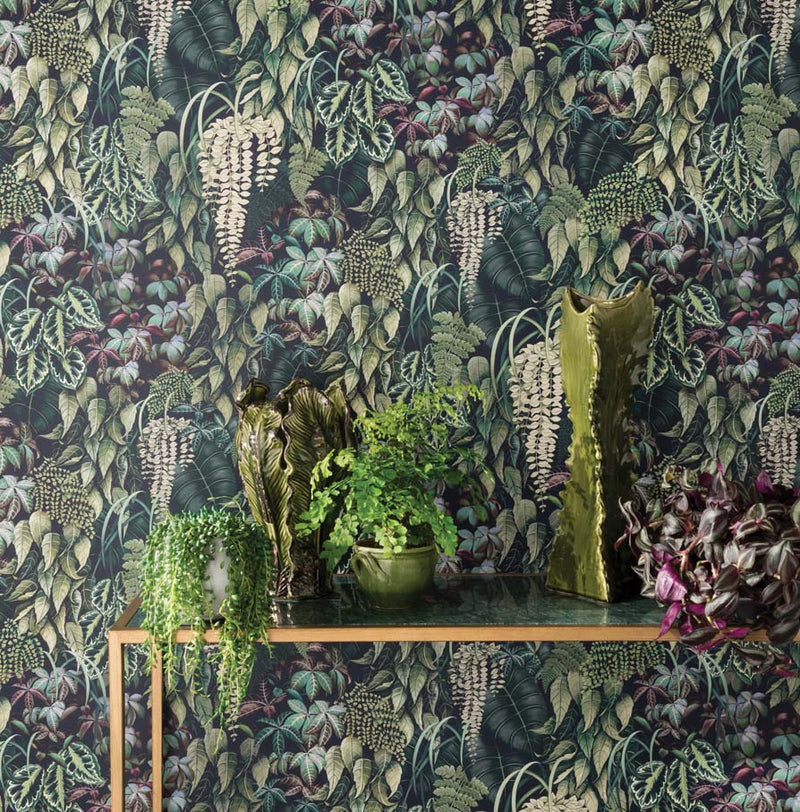 media image for Green Wall Wallpaper in Emerald Green from the Folium Collection by Osborne & Little 231