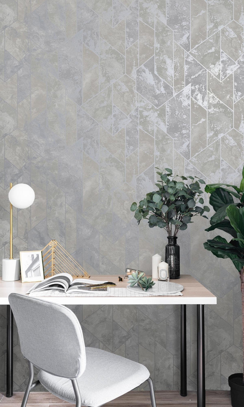 media image for Grey Marble Geometric Stripes Wallpaper by Walls Republic 293