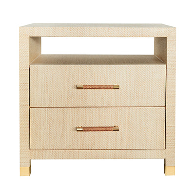product image of two drawer side table with rattan wrapped handles by bd studio ii hancock nat 1 551