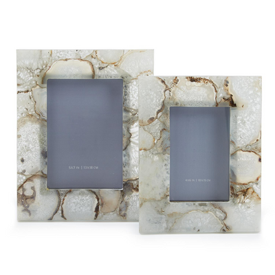 product image of set of 2 natural agate photo frames in gift box includes 2 sizes design by tozai 1 541