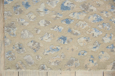 product image for one of a kind beige blue hand knotted rug 2 50