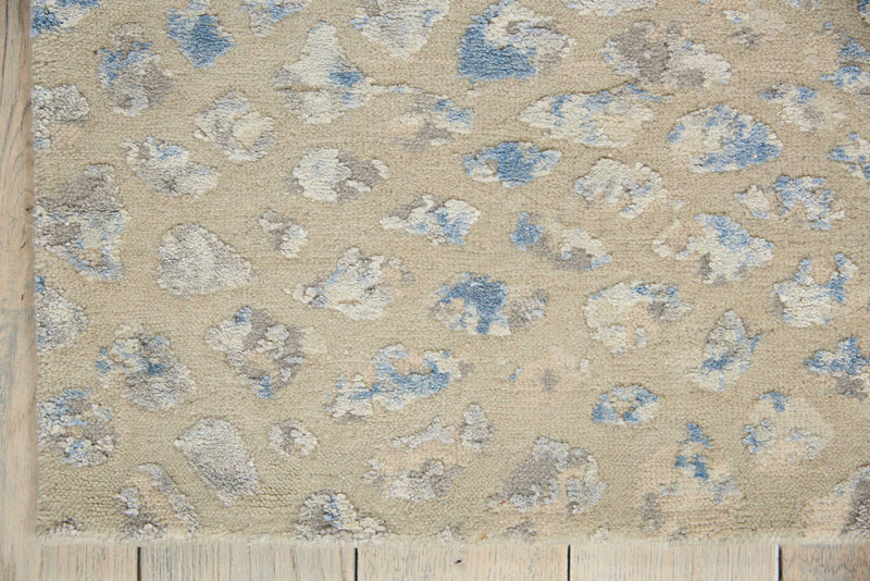 media image for one of a kind beige blue hand knotted rug 2 258