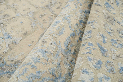product image for one of a kind beige blue hand knotted rug 3 31