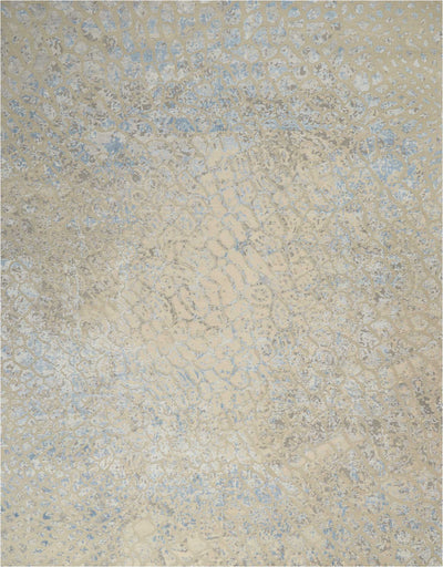 product image for one of a kind beige blue hand knotted rug 1 28