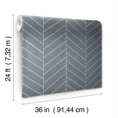 product image for Atelier Herringbone Wallpaper in Steel Blue 15