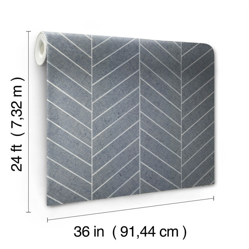 media image for Atelier Herringbone Wallpaper in Steel Blue 239