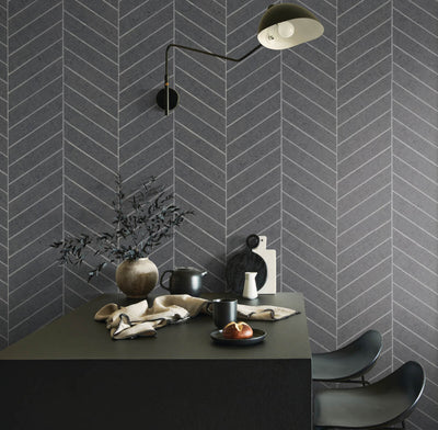 product image for Atelier Herringbone Wallpaper in Steel Blue 48
