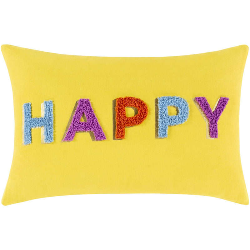 media image for Happy HPP-001 Woven Lumbar Pillow in Bright Yellow by Surya 289