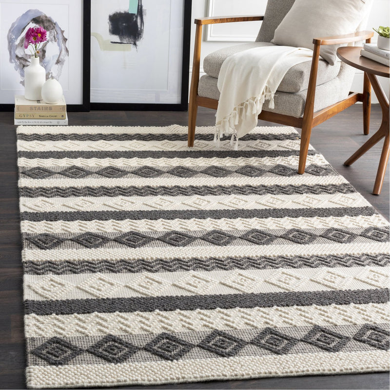 media image for Hygge HYG-2301 Hand Woven Rug in Charcoal & White by Surya 289
