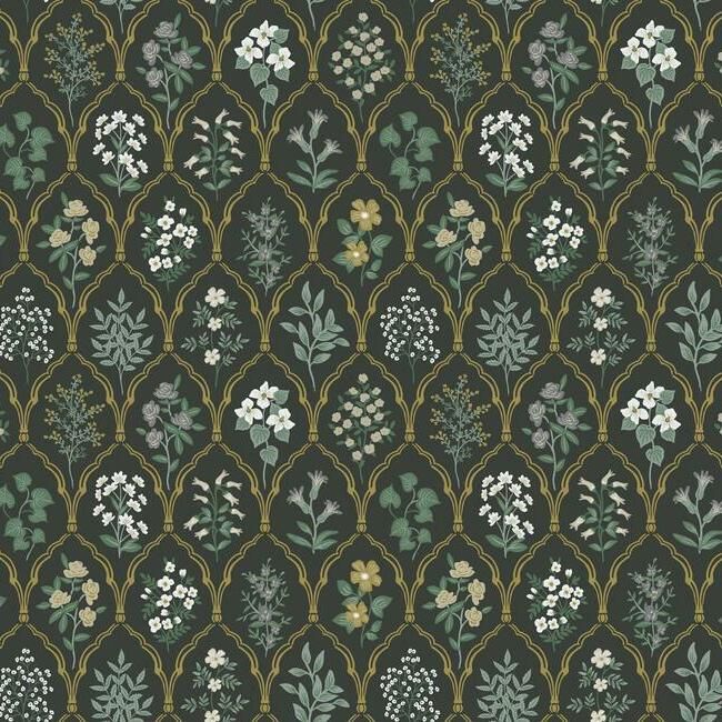 media image for Hawthorne Wallpaper in Black and Cream from the Rifle Paper Co. Collection by York Wallcoverings 293