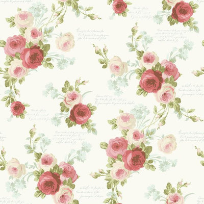 product image of Heirloom Rose Wallpaper in Red and White from the Magnolia Home Collection by Joanna Gaines 546