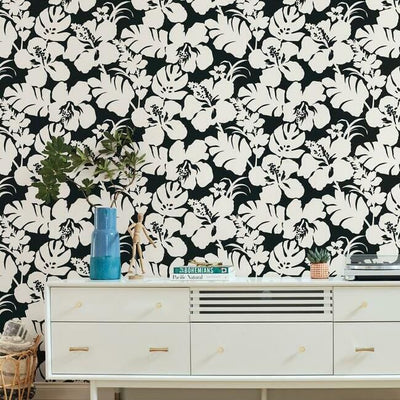 product image for Hibiscus Arboretum Wallpaper in Black from the Water's Edge Collection by York Wallcoverings 68