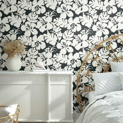 product image for Hibiscus Arboretum Wallpaper in Black from the Water's Edge Collection by York Wallcoverings 39