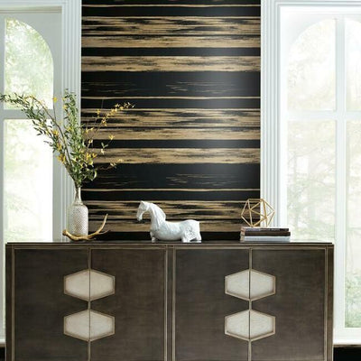 product image for Horizontal Dry Brush Wallpaper in Black and Gold from the Ronald Redding 24 Karat Collection by York Wallcoverings 43