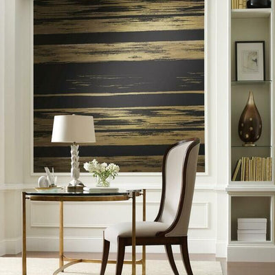 product image for Horizontal Dry Brush Wallpaper in Black and Gold from the Ronald Redding 24 Karat Collection by York Wallcoverings 77