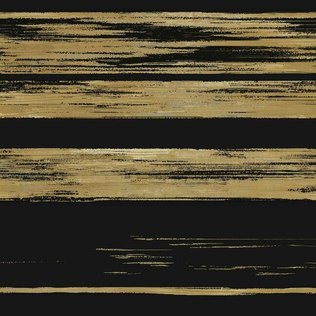 media image for Horizontal Dry Brush Wallpaper in Black and Gold from the Ronald Redding 24 Karat Collection by York Wallcoverings 276