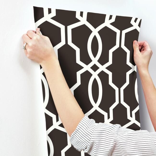 media image for Hourglass Trellis Wallpaper in White and Black from the Geometric Resource Collection by York Wallcoverings 266