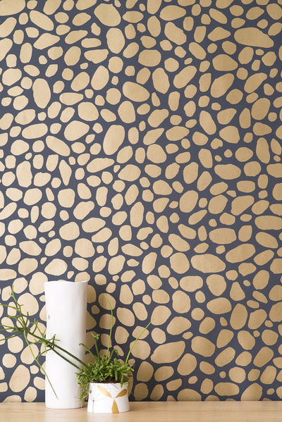 product image for Hoya Wallpaper in Gold on Charcoal design by Thatcher Studio 57